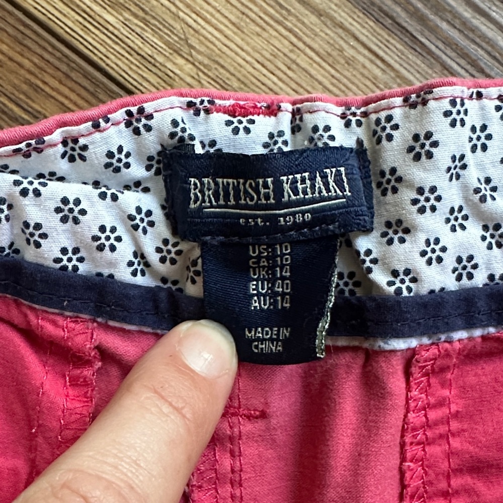 British Khaki Coral Pink Women's Shorts - Picture 2 of 6